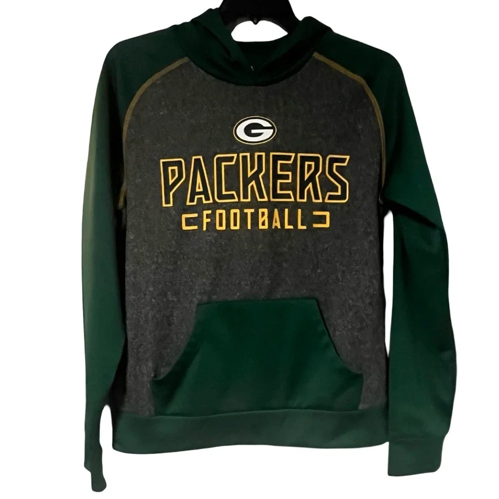 Fanatics Green Bay Packers Football Hoodie Mens M Heathered Gray, Green, & Gold